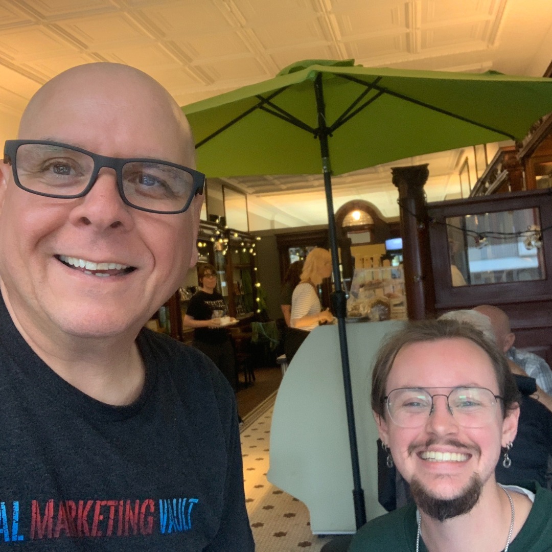 Paul Meyers and Riley McEntee at a 52 Coffees meeting