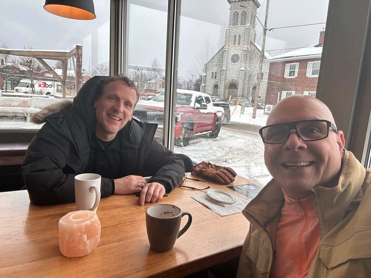Paul Meyers and Troy Millar at a 52 Coffees meeting