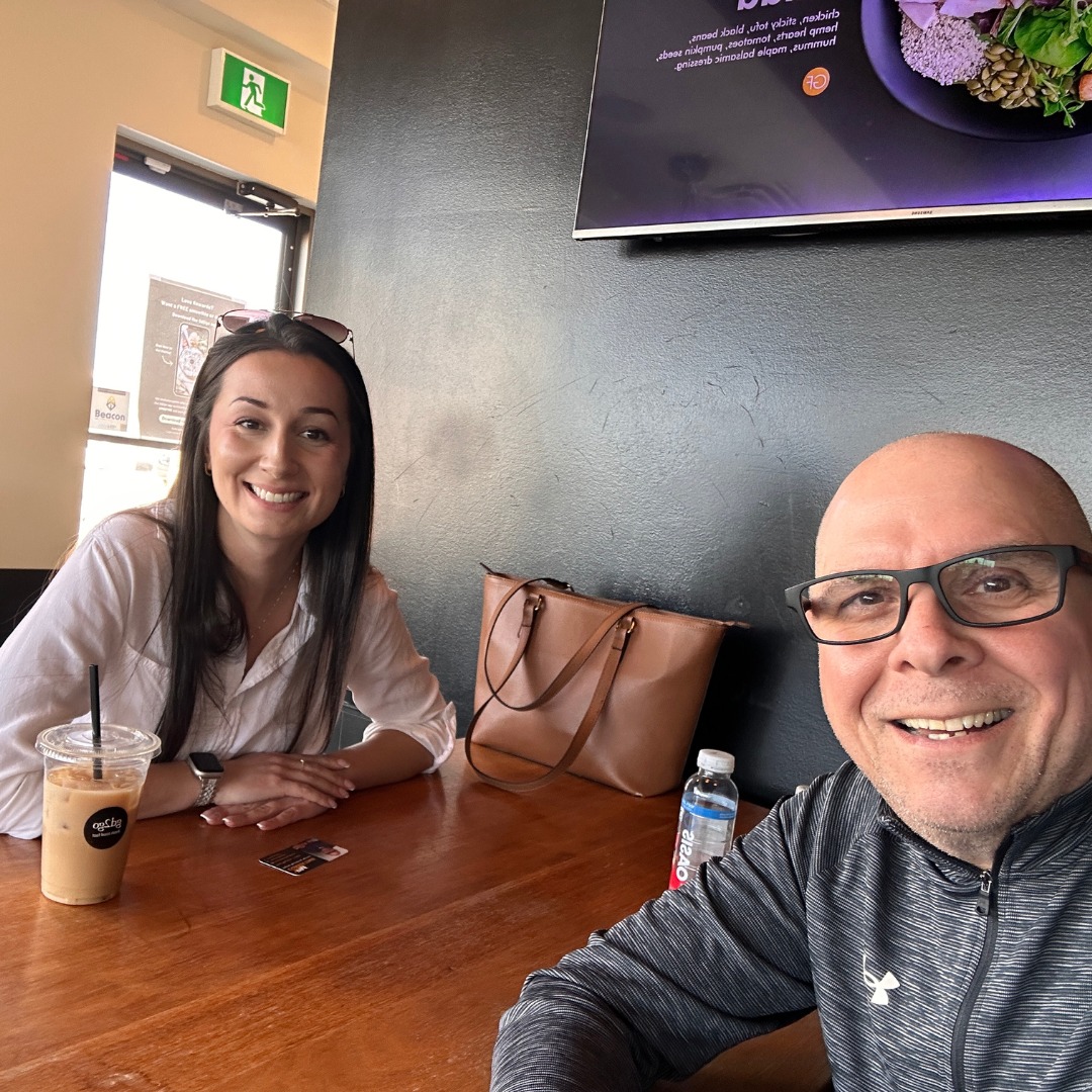 Paul Meyers and Adrienne Demers at a 52 Coffees meeting