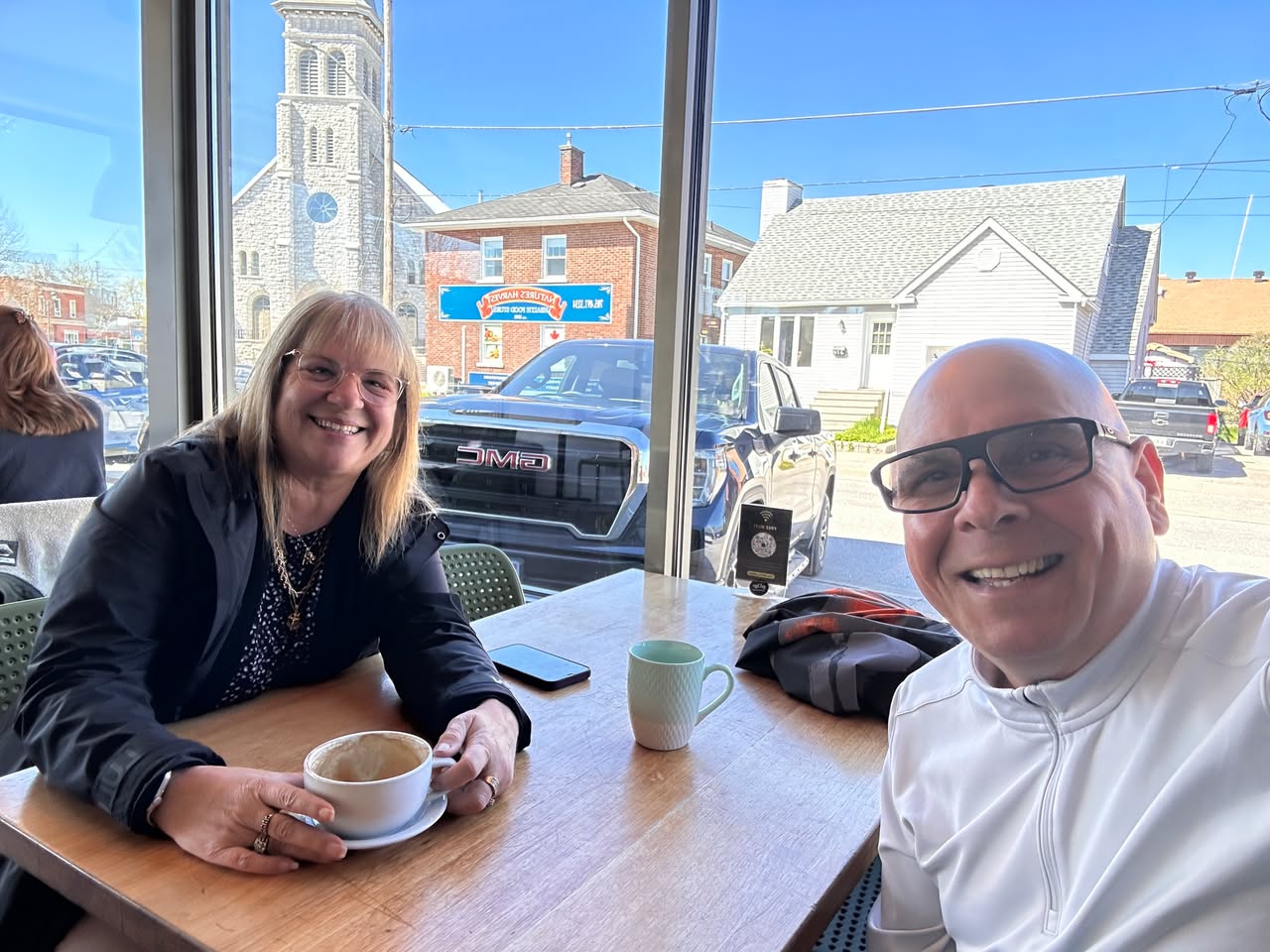 Paul Meyers and Sue Poeta Adams at a 52 Coffees meeting