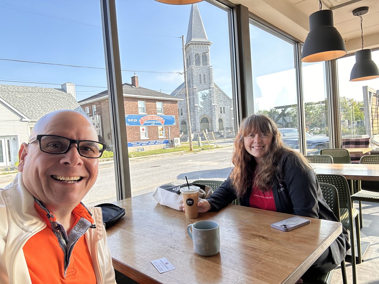 Paul Meyers and Jessica Kroeker at a FiftyTwoCoffees meeting